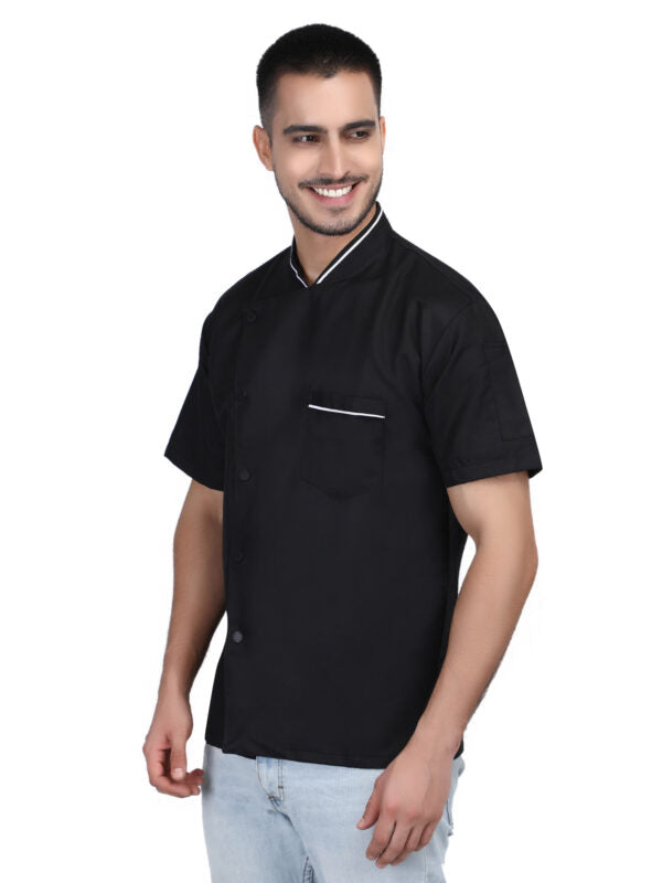 Short Sleeves Men Women Kitchen Chef Jacket Coat Uniform Costume for Food Service Caterers and Culinary Professional – Black